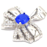 Lovely Bow Emerald Sapphire Tanzanite CZ 925 Silver Pendant