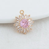 14K Plated Zircon Sun Flowers Charms Pendants - DIY Jewelry Making Supplies