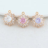 14K Plated Zircon Sun Flowers Charms Pendants - DIY Jewelry Making Supplies