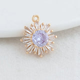 14K Plated Zircon Sun Flowers Charms Pendants - DIY Jewelry Making Supplies