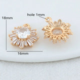 14K Plated Zircon Sun Flowers Charms Pendants - DIY Jewelry Making Supplies