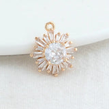 14K Plated Zircon Sun Flowers Charms Pendants - DIY Jewelry Making Supplies