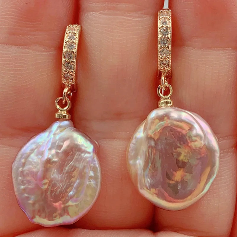 Baroque Pearl Earrings 18K Ear Drop Hook Real Jewelry