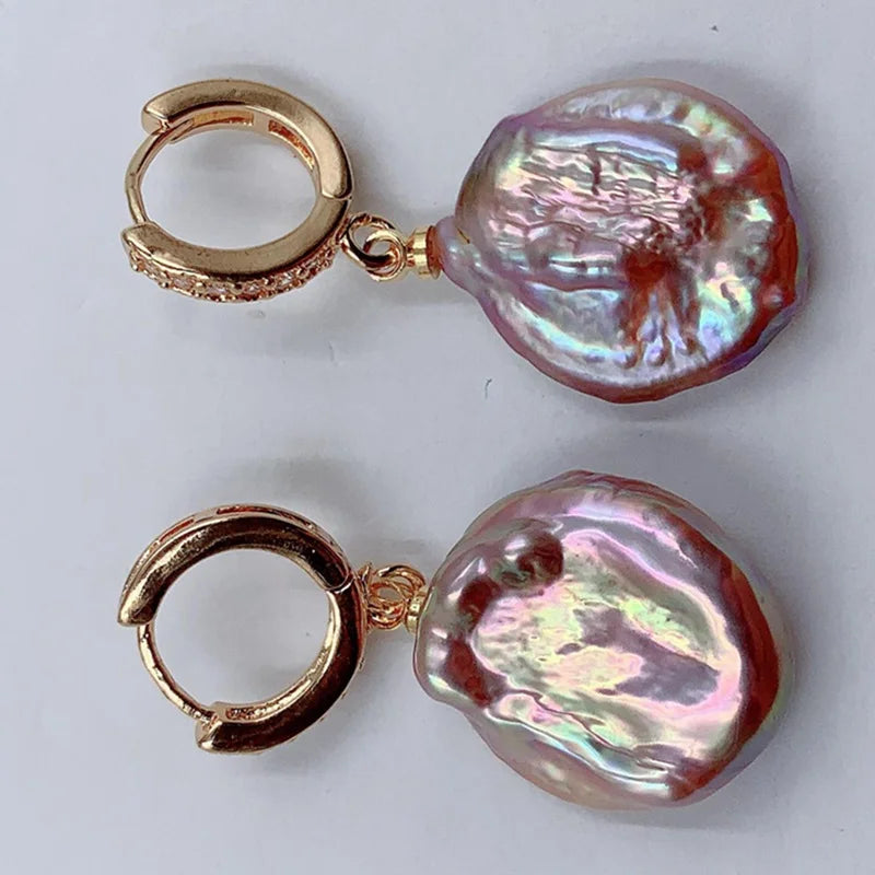 Baroque Pearl Earrings 18K Ear Drop Hook Real Jewelry