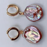 Baroque Pearl Earrings 18K Ear Drop Hook Real Jewelry