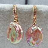 Baroque Pearl Earrings 18K Ear Drop Hook Real Jewelry