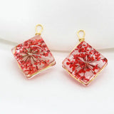 14K Brass and Glass Flowers Charms Pendants for Jewelry Making