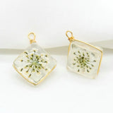 14K Brass and Glass Flowers Charms Pendants for Jewelry Making