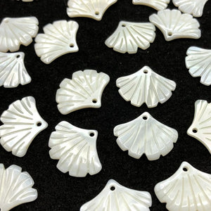 Natural Freshwater Shell Ginkgo Leaf Earring Charms Necklace Beads