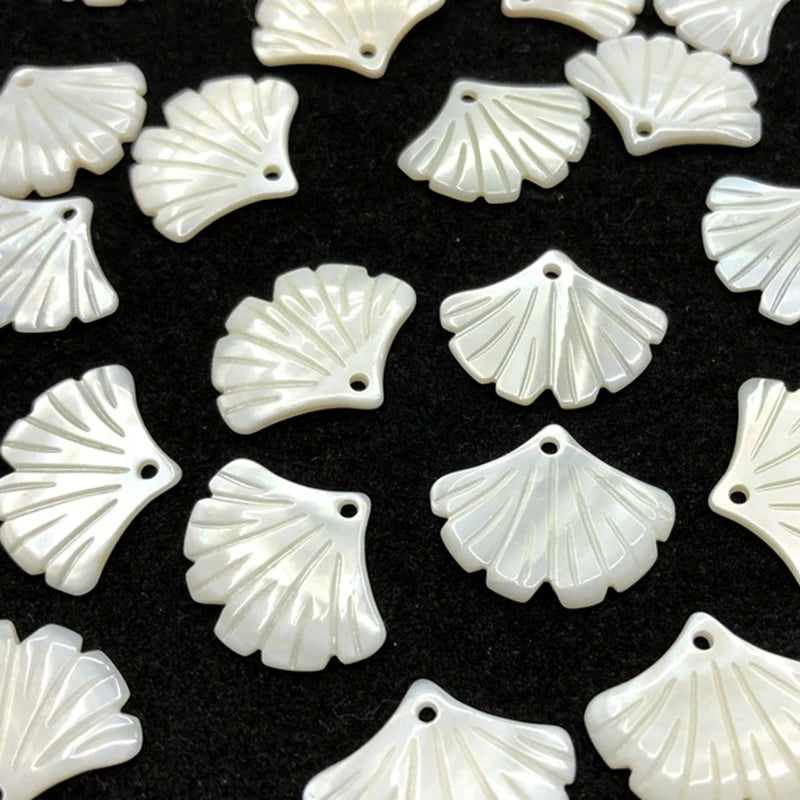 Natural Freshwater Shell Ginkgo Leaf Earring Charms Necklace Beads