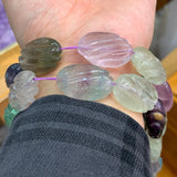 16x22mm Natural Fluorite Stone Beads 15'' Carved Oval DIY Loose Beads