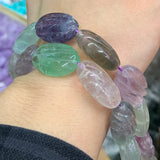 16x22mm Natural Fluorite Stone Beads 15'' Carved Oval DIY Loose Beads