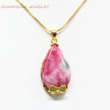 Water Drop Stone Pendant Natural Jades Chalcedony Necklace