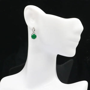 Green Emerald Pink Tourmaline CZ Stud Earrings 925 Sterling Silver