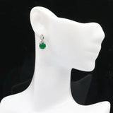 Green Emerald Pink Tourmaline CZ Stud Earrings 925 Sterling Silver