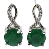 Green Emerald Pink Tourmaline CZ Stud Earrings 925 Sterling Silver