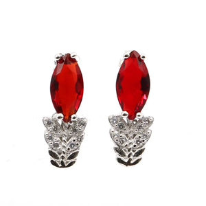 Red Blood Ruby Violet Tanzanite Citrine CZ Stud Earrings