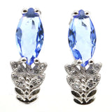 Red Blood Ruby Violet Tanzanite Citrine CZ Stud Earrings
