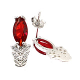 Red Blood Ruby Violet Tanzanite Citrine CZ Stud Earrings