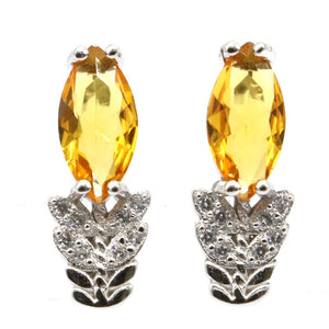 Red Blood Ruby Violet Tanzanite Citrine CZ Stud Earrings