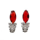 Red Blood Ruby Violet Tanzanite Citrine CZ Stud Earrings