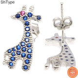 Giraffe Tanzanite Tourmaline Stud Earrings in 925 Sterling Silver