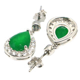 Lovely 925 Silver Red Ruby Green Emerald Stud Earrings