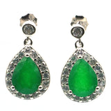 Lovely 925 Silver Red Ruby Green Emerald Stud Earrings