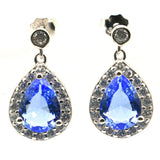Lovely 925 Silver Red Ruby Green Emerald Stud Earrings