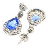 Lovely 925 Silver Red Ruby Green Emerald Stud Earrings