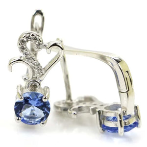 Violet Tanzanite CZ Stud Earrings 925 Solid Sterling Silver
