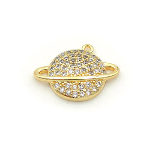 Micro Pave Clear CZ Round Charm for Men Women Bracelets Earrings