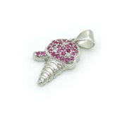 Micro Pave Fuchsine&Clear CZ Point Charm For Necklaces