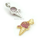 Micro Pave Fuchsine&Clear CZ Point Charm For Necklaces