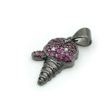 Micro Pave Fuchsine&Clear CZ Point Charm For Necklaces