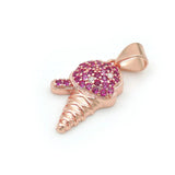 Micro Pave Fuchsine&Clear CZ Point Charm For Necklaces