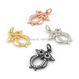Micro Pave Clear CZ Owl Charm for DIY Bracelets Necklaces