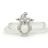 Micro Pave Clear CZ Owl Charm for DIY Bracelets Necklaces