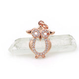 Micro Pave Clear CZ Owl Charm for DIY Bracelets Necklaces