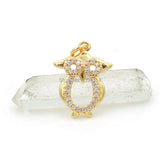 Micro Pave Clear CZ Owl Charm for DIY Bracelets Necklaces