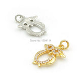 Micro Pave Clear CZ Owl Charm for DIY Bracelets Necklaces