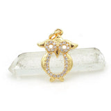 Micro Pave Clear CZ Owl Charm for DIY Bracelets Necklaces