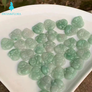 17MM Natural Burma Jade Buddha Necklace Pendant Good Luck Gift