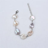 Natural Keshi Freshwater Pearl Chain Bracelet For Women And Girls