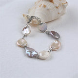 Natural Keshi Freshwater Pearl Chain Bracelet For Women And Girls