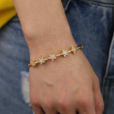 Silver Beads Stars Charm Bracelet Women Bangle Chain Jewelry Gift