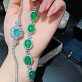Vintage Zircon Bangle Bracelet with Silver Tourmaline Stone for Women