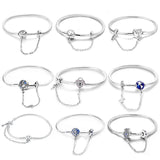 925 Silver Pink Heart Lock Bracelet Safety Chain DIY Charms Beads Jewelry