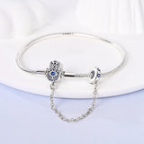 925 Silver Pink Heart Lock Bracelet Safety Chain DIY Charms Beads Jewelry
