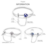 925 Silver Pink Heart Lock Bracelet Safety Chain DIY Charms Beads Jewelry